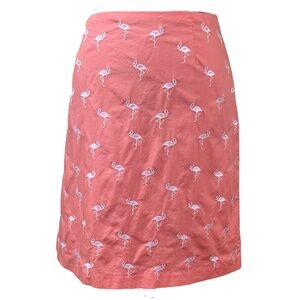 Talbots Coral Pink Flamingo Embroidered Skirt Size 16